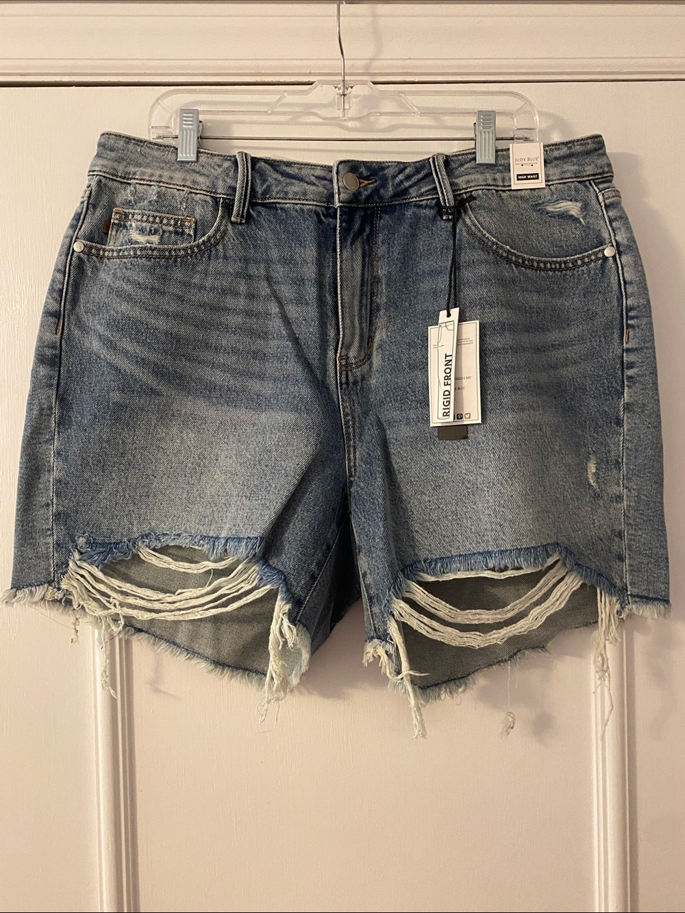 Judy Blue Light Blue Frayed Hem Distressed Denim Shorts